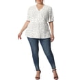 thumbnail image 2 of Agnes Orinda Women's Plus Size Valentines Day Polka Dots V Neck Short Sleeve Peplum Wrap Top 4X White, 2 of 6