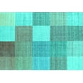 thumbnail image 1 of Ahgly Company Machine Washable Indoor Rectangle Checkered Turquoise Blue Modern Area Rugs, 2' x 4', 1 of 4