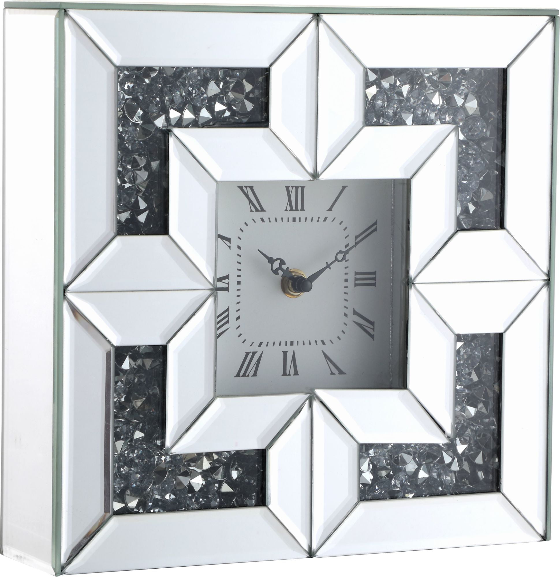 Large Square Nickel MANTEL CLOCK Silver Finish Contemporary Statement Clock 