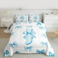 thumbnail image 2 of Homewish Cartoon Monogrammed J Bedding Comforter Set for Teens, Watercolor Bow-tie Twin Comforter Sets, Blue Kawaii Letter Reversible Bedding Set, Luxury Bedroom Decor, 2-Piece, 2 of 8