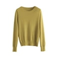 thumbnail image 5 of Women's 100 Percent Pure Wool Sweater Long Sleeve Pullover Crew Neck Tops for Woman Yellow S, 5 of 9