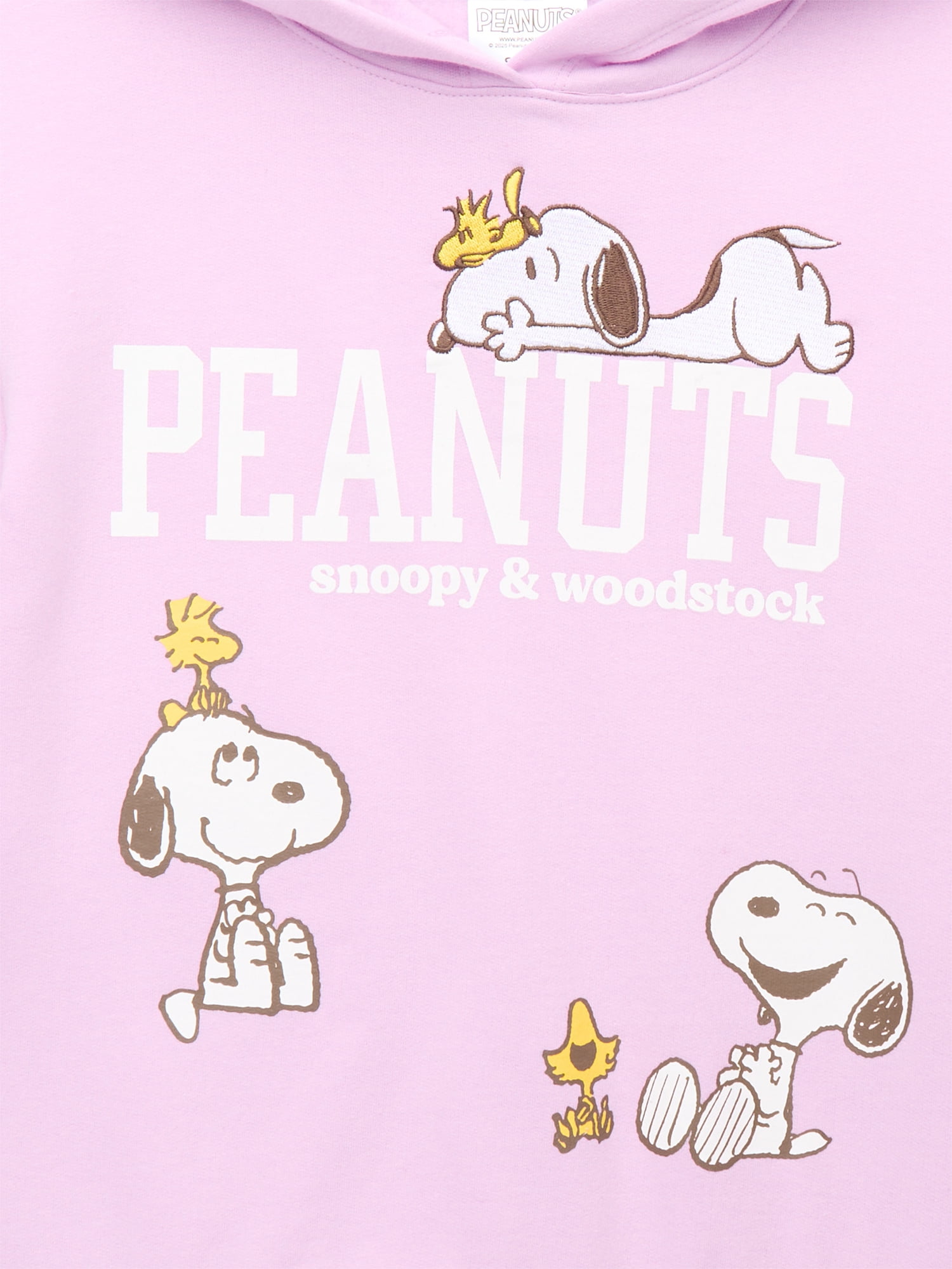 Snoopy and Woodstock Girls Graphic Fleece Hooded Sweatshirt, Sizes 4-16