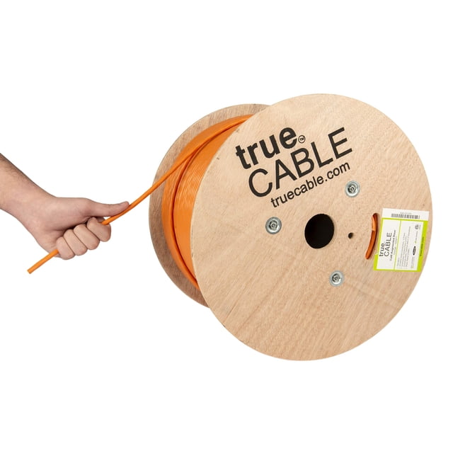 Cable Ethernet TRUE CABLE Cat6A Riser, 1000 pies, naranja, 23 AWG