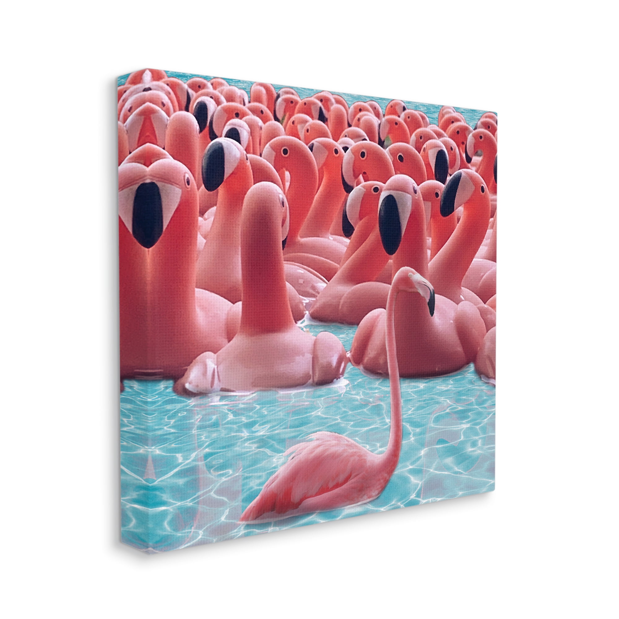 Stupell Industries Fun Flamingo Pool Toys Animals & Insects Painting Gallery Wrapped Canvas Art Print Wall Art, 24 x 24
