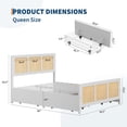 thumbnail image 2 of Twister.CK Rattan Queen Bed Frame with LED Headboard (7 Colors), Boho Cane Platform Bed with 4 Large Drawers, Metal Slats Support, No Box Spring Needed, White, 2 of 6