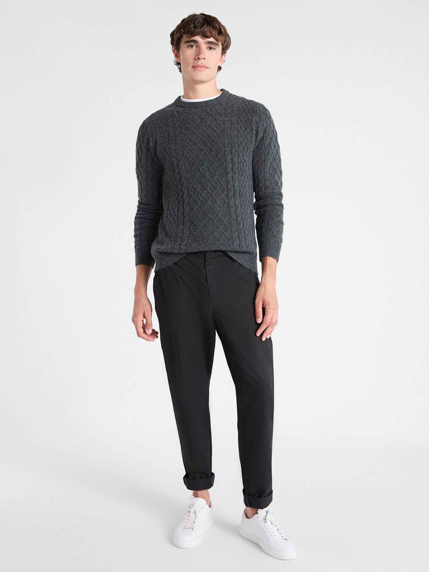 Free Assembly Mixed Cable Knit Pullover Sweater, Sizes XS-3XL
