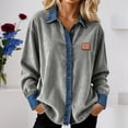 thumbnail image 2 of Tiweut Women Long Sleeve Shirts Lapel Denim Trim Button Down Open Front Ladies Tops, 2 of 5