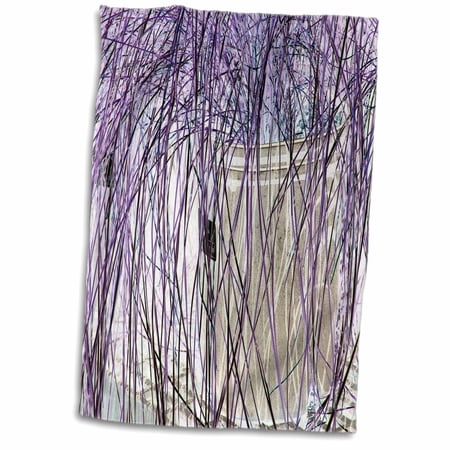 3dRose Print of Purple Grass In Silver Can - Towel, 15 by 22-inch