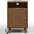 thumbnail image 3 of May in Color Nightstand for Bedroom, Brown Side Table with Charging Station, Accent Bedside Table with Solid Wood Legs for Living Room, 3 of 10