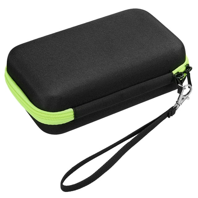 GOOHOCHY Bolsa de almacenamiento portátil sin contacto, de EVA, a prueba de golpes y con cordón (negra, con cremallera verde)