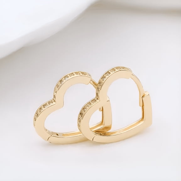 DESIGNICE Heart Hoop Earrings - 9CT Gold Heart Earrings for Women, Ideal Gifts for Girlfriend or Cute Valentines Day Gifts for Her, 13.5mm