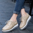 thumbnail image 6 of VoxSoles Women's Platform Heels Wedg𝖾 Lace-Up 𝖮xfords Pumps Retro Wingtip High Heels Round Toe British Style Leisure Sneaker Shoes, 6 of 6