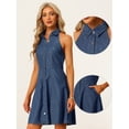 thumbnail image 2 of Vestidos de mezclilla para mujer Vestido camisero con botones y cuello halter Azul L, 2 of 6