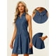 thumbnail image 2 of Vestidos de mezclilla para mujer Vestido camisero con botones y cuello halter Azul L, 2 of 6