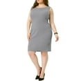 thumbnail image 4 of Agnes Orinda Women's Plus Size Sheath Dress Sleeveless Boat Neck Casual Straight Pencil Work Dresses 1X Gray, 4 of 6