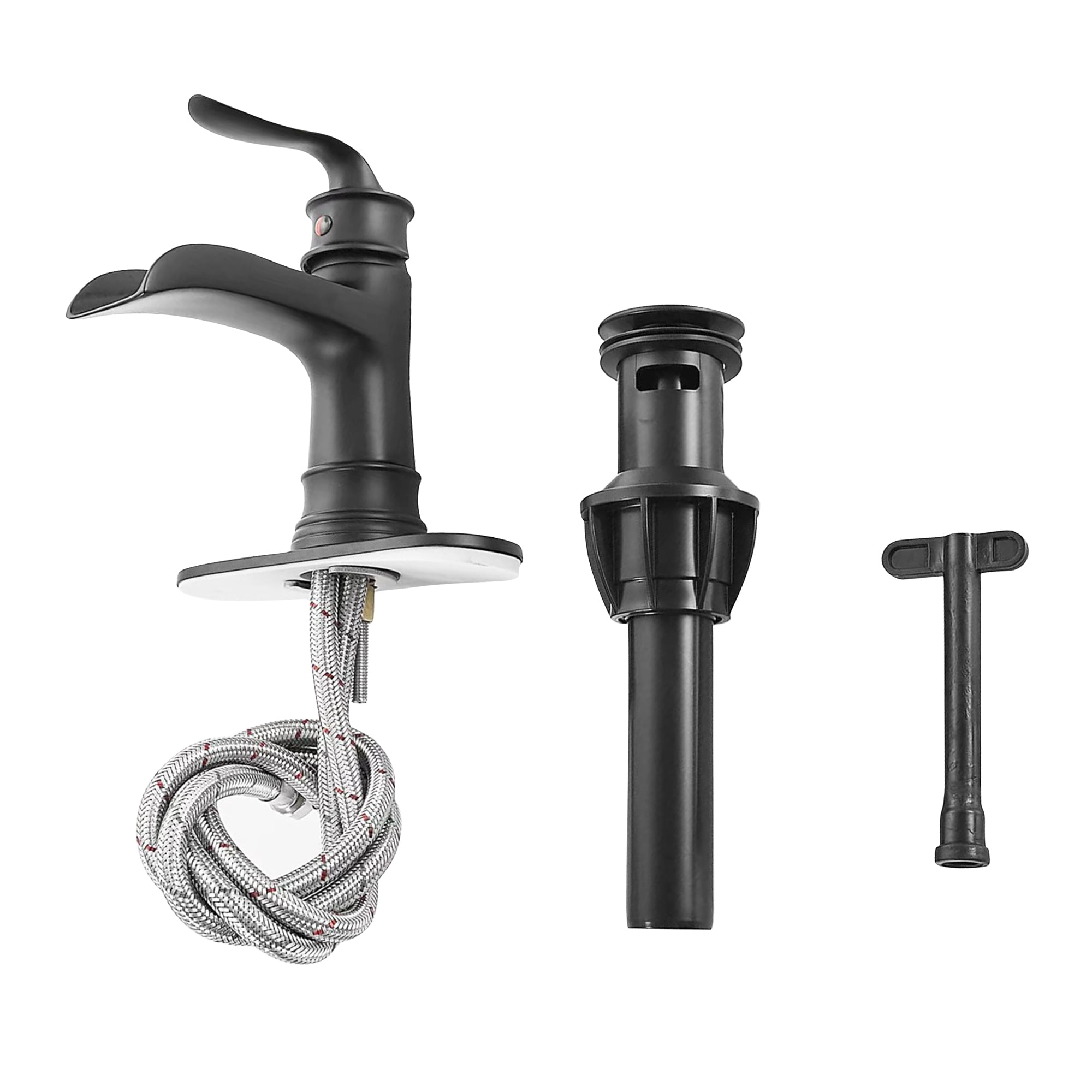 Kede Waterfall Faucet Bathroom Faucet Single Handle One Hole Oil Rubbed Bronze Finish Large Spout Lavatory Faucets Oil Rubbed Bronze Waterfall Faucet (Matte Black)