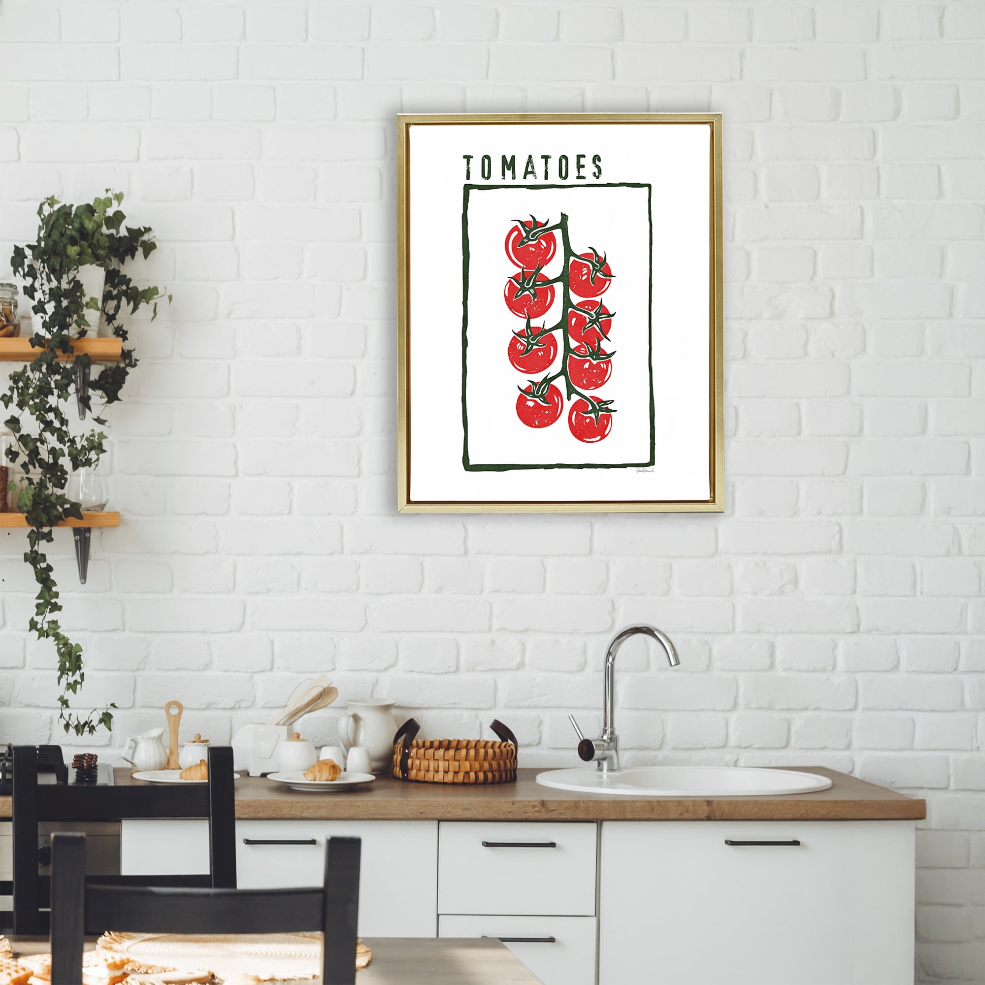 Stupell Industries Ripe Tomatoes Cluster Gold Framed Floater Canvas Wall Art, design by Amanda Greenwood