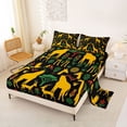 thumbnail image 2 of jejeloiu Safari Giraffe Queen Sheets For Men Women,Ethnic Pattern Queen Sheet Sets,Black Yellow,4-Piece,1 Flat Sheet, 1 Fitted Sheet and 2 Pillowcases, 2 of 6