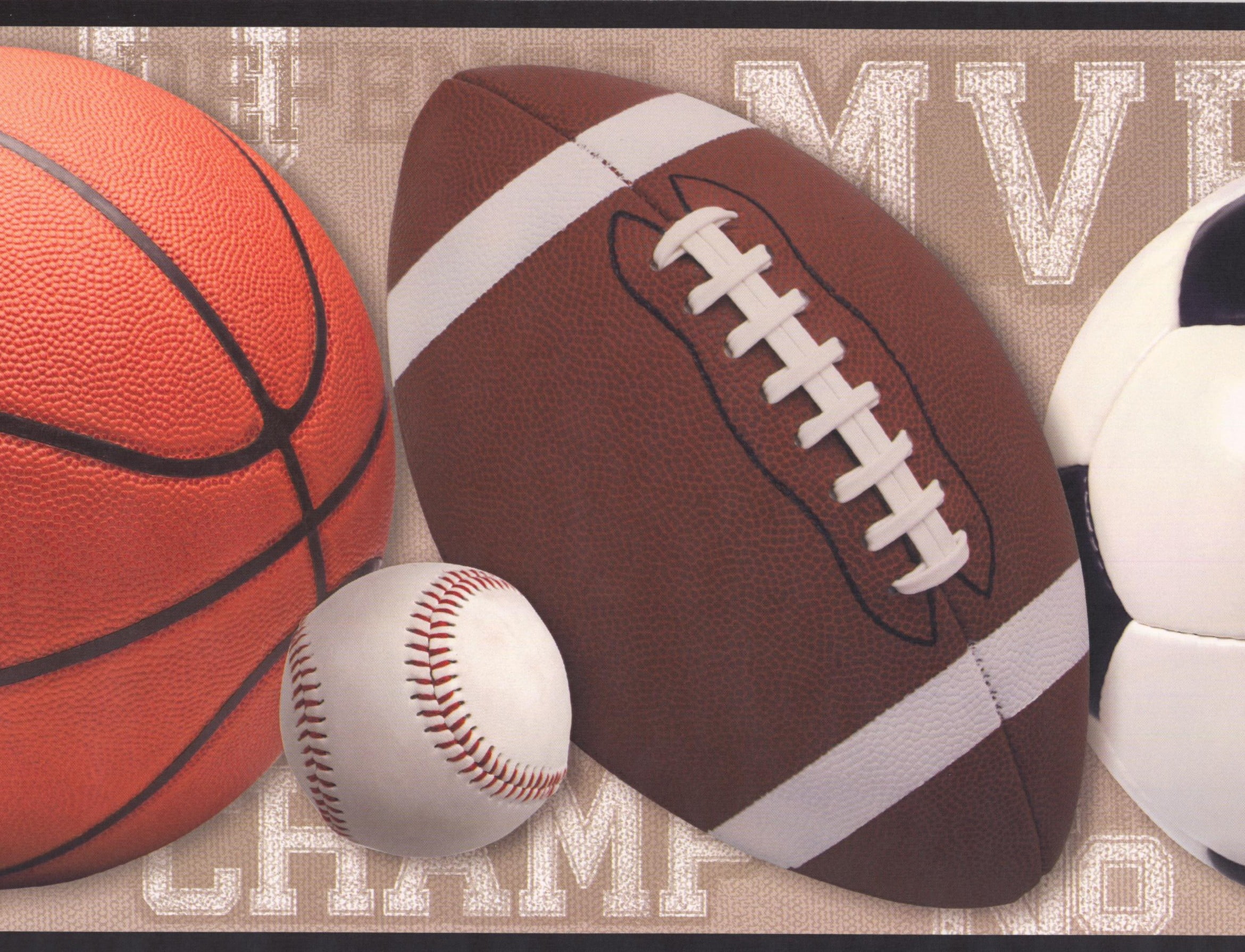 Wallpaper Border Football Basketball Baseball Soccer Ball Sports Wall