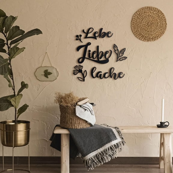 SUSSEXHOME Lebe Liebe Lache Metal Wall Art - German Inspirational Quote, 6-Piece Set, Modern Style