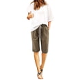 thumbnail image 2 of OIUUAK Shorts for Women Knee Length Plus Size Summer Casual Beach Elastic Waist Comfy Trendy Long Cotton And Linen Shorts for Women, Cargo Shorts Women, Womens Cargo Shorts, Cargo Shorts for Women, 2 of 2