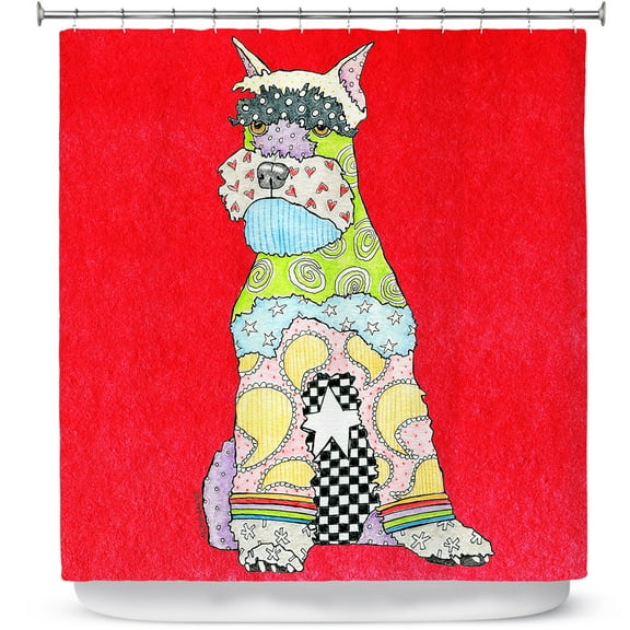 Shower Curtains 70" x 93" from DiaNoche Designs by Marley Ungaro - Schnauzer Dog Red