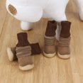 thumbnail image 3 of 4 Uds 3 en 1 zapatos para perros y gatos, botines de nieve antideslizantes para cachorros de invierno para mascotas (marrón) (XL) Ndcxsfigh Para estrenar, 3 of 9