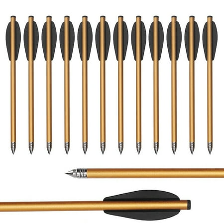12Pcs 6.3 Inch Aluminum Crossbow Tips Bolt Arrows For 50/80lbs Crossbow