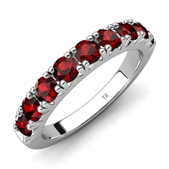 TriJewels 1.04 ctw Red Garnet (3.00 mm) 9 Stone Wedding Band in 10K Gold