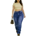 thumbnail image 5 of QERINTE Womens Plus Size bootcut Jeans High Waisted Stretchy Embroidered Jeans Curvy, 5 of 5