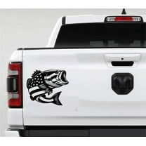 AnyStickerYouWant - American Flag Bass Fishing Vinyl Decal Sticker 2 Compatible with Most Pickup Truck Tailgates USA Sticker American Flag