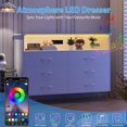 thumbnail image 2 of White Dresser with LED Light, Modern Wood Dresser with 6 Wide Drawers, Large Double Dresser for Entryway Living Room, 2 of 7