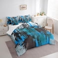 thumbnail image 3 of Manfei Blue Geometric Twin Bedding Sets 7-Piece, Modern Abstract Graffiti Bedding Comforter Set, Vintage Watercolor Artwork Reversible Sheet Sets, Luxury Bedroom Decor, 3 of 7
