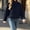 Dark Blue, variant on WIZUTIZ Women's Solid Color Button Front Jacket Turn Down Collar Long Sleeve Loose Casual