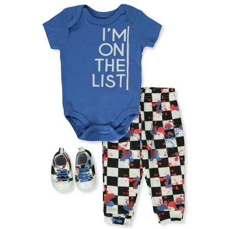 

Mamas Mini Baby Boys 3-Piece Jogger Booties Set Outfit - royal/multi 3 - 6 months (Newborn)