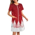 thumbnail image 6 of Christmas Zip Robe for Women Short Sleeve Fleece Nightgown Xmas Tree Print Warm Cozy Sleepwear Holiday Loungewear, 6 of 7