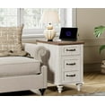 thumbnail image 2 of Antique White Side Table with Drawer & Cabinet, Elegant End Table with Charging Station, Wooden Nightstand for Bedroom, Living Room, 2 of 7