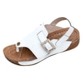 thumbnail image 1 of DAFEI Women's Summer Wedge Sandals Crystal Square Open Toe Flip Flops Versatile Casual Shoes, 1 of 8