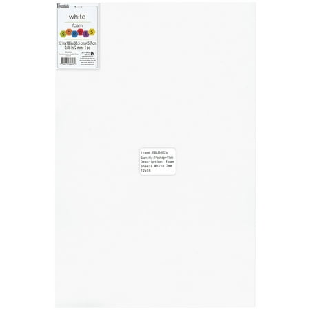 UPC: 0749075848260 | Essentials By Leisure Arts Arts Foam Sheet 12×18  2mm White 15pc