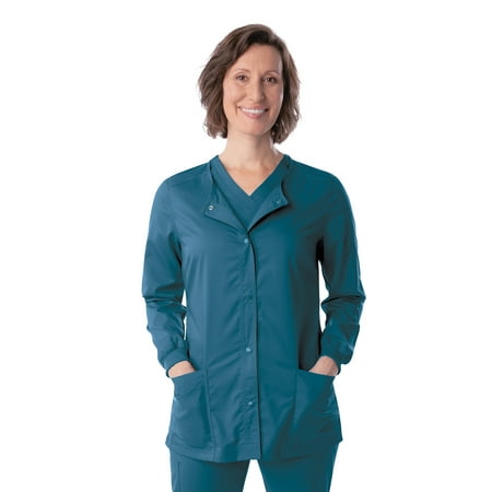 Landau ProFlex Tailored Fit 3-Pocket Snap-Front Scrub Jacket for Women 3038