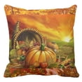 thumbnail image 1 of BSDHOME Orange Autumn Fall Leaves Cornucopia Sunset Field Pumpkin Pillowcase Cover 20x20 inch, 1 of 1