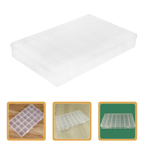 Masteelf 2PCS Clear Grid Box Multi-Functional Storage Case Transparent Organizer Plastic Organizer Box Compartment Box for Jewelry Beads and Craft Storage (28 Grids)