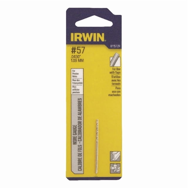 Broca Irwin #57 para alambre de acero de alta velocidad, calibre 4,45 cm
