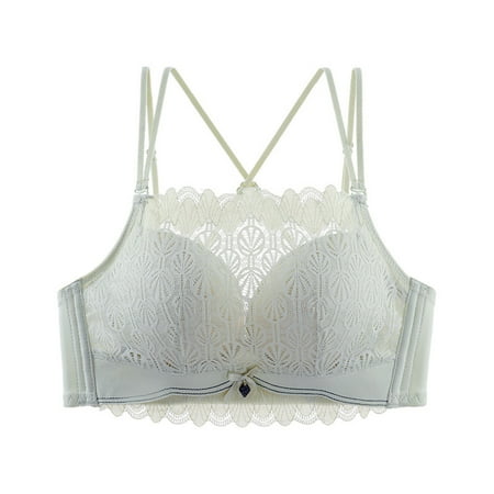 SMihono Bras for Women Full Coverage No Underwire Lace Embroidery Lift Up Minimizer Bras Trendy Perspective Soft Daily Bra Green XL