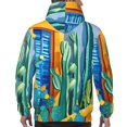 thumbnail image 7 of Daiia Bright Paper Cactus Scene for Men's Fashion Hoodies & Sweatshirts with Kangaroo Pocket Hooded Sweatshirt Breathable & Moisture Wicking-Small, 7 of 7