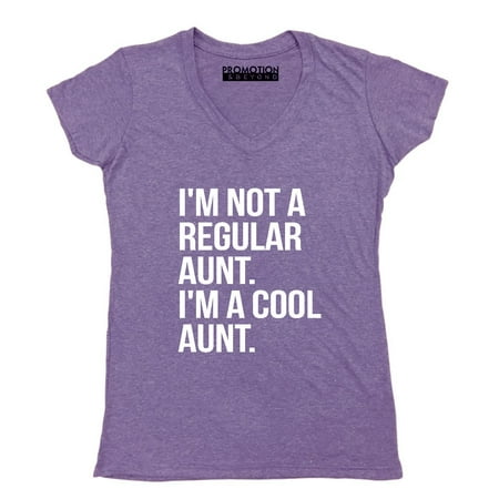 - P&B Not a Regular Aunt I'm a Cool Aunt Women's V-neck, Heather Purple, XL
