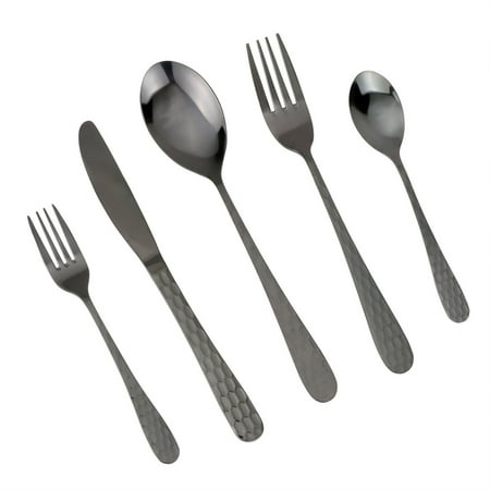 - MDEALY 30-Piece Black Silverware Flatware Cutlery Set, Stainless Steel Kitchen Utensils Service for 6, Include Dinner Knife,Dinner Fork,Dinner Spoon,Salad Fork,Teaspoon, Dishwasher Safe, Elegant Gift