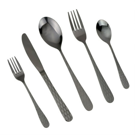 MDEALY 30-Piece Black Silverware Flatware Cutlery Set, Stainless Steel Kitchen Utensils Service for 6, Include Dinner Knife,Dinner Fork,Dinner Spoon,Salad Fork,Teaspoon, Dishwasher Safe, Elegant (Best Way To Load Silverware In Dishwasher)