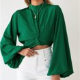 thumbnail image 2 of Blusa informal de manga larga con cuello redondo y manga larga para mujer Pompotops FGAJ8653, 2 of 6