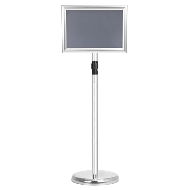 Unique Bargains Adjustable Poster Sign Stand Sign Holder Stands with Base A4 Frame Floor Standing Straight Corner, Silver
